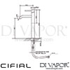 Cifial 32401MI.U Mini Round Chrome Black Tall Mono Basin Mixer Tap Dimensions